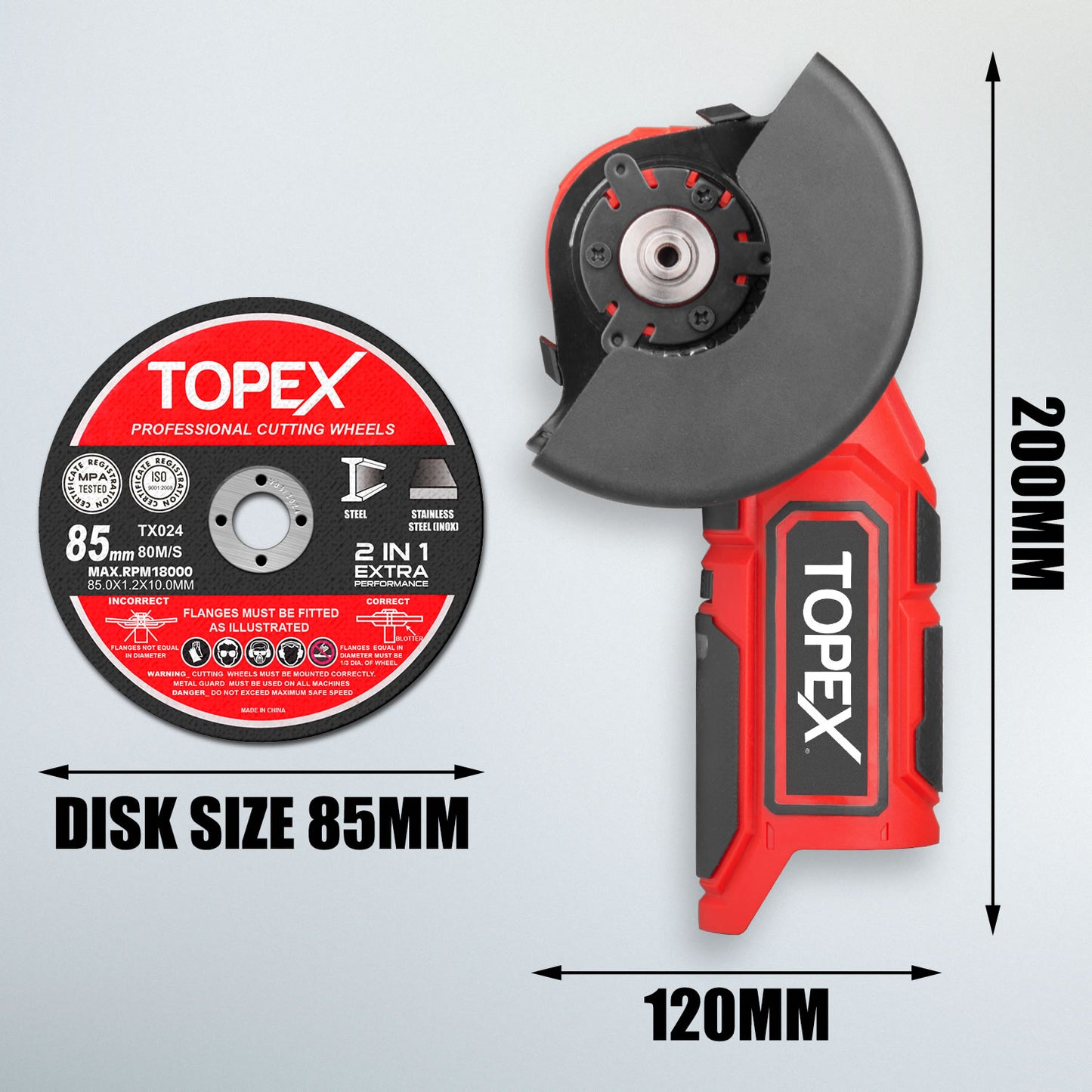 12V Cordless Angle Grinder Tool Only
