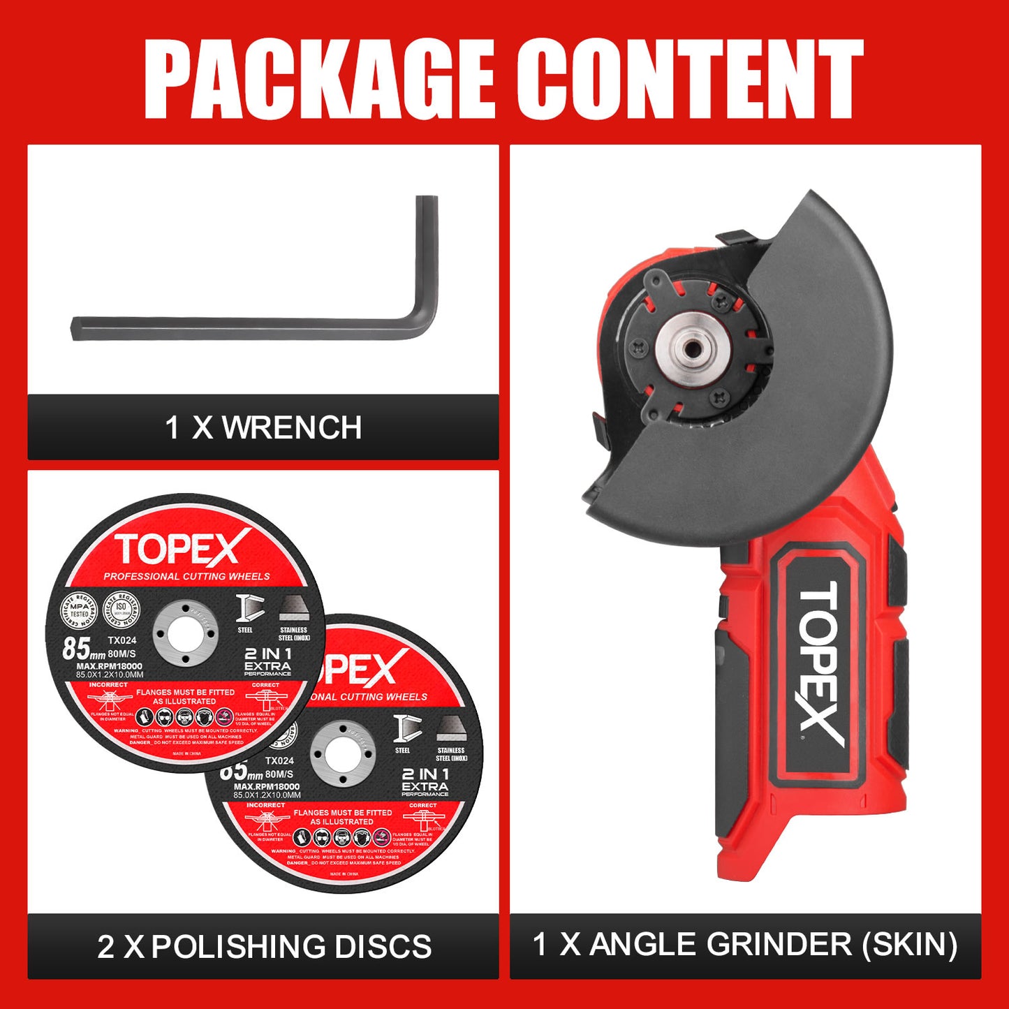 12V Cordless Angle Grinder Tool Only