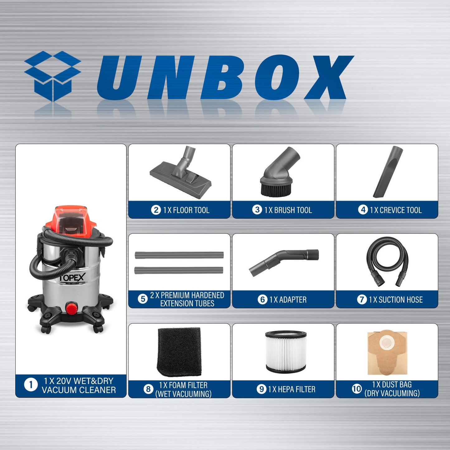 20V 25L Wet & Dry Vacuum Cleaner Tool Only
