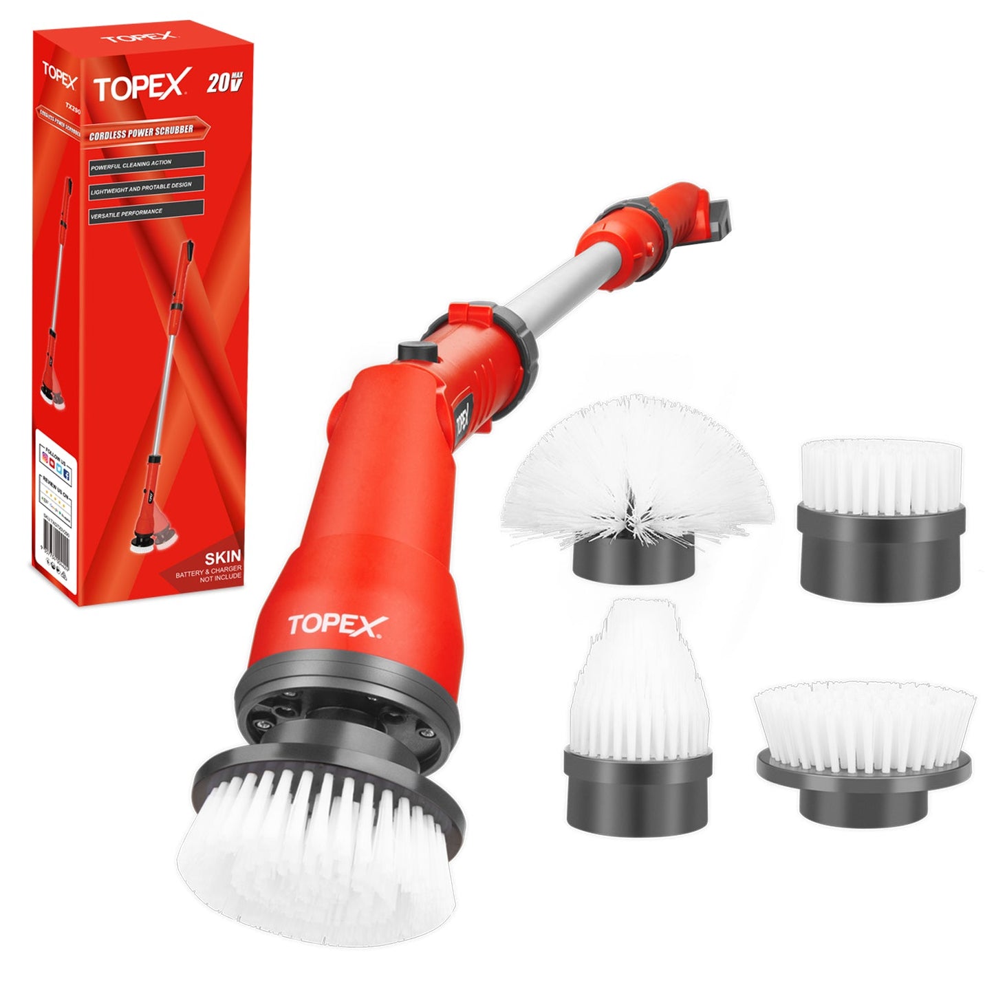 20V Cordless Telescoping Power Scrubber Tool Only