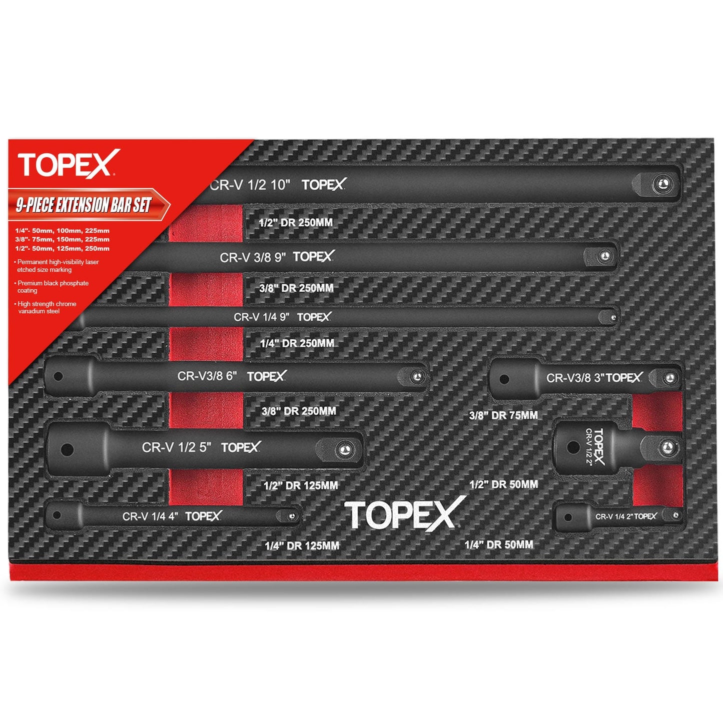 9PCs Extension Bar Set