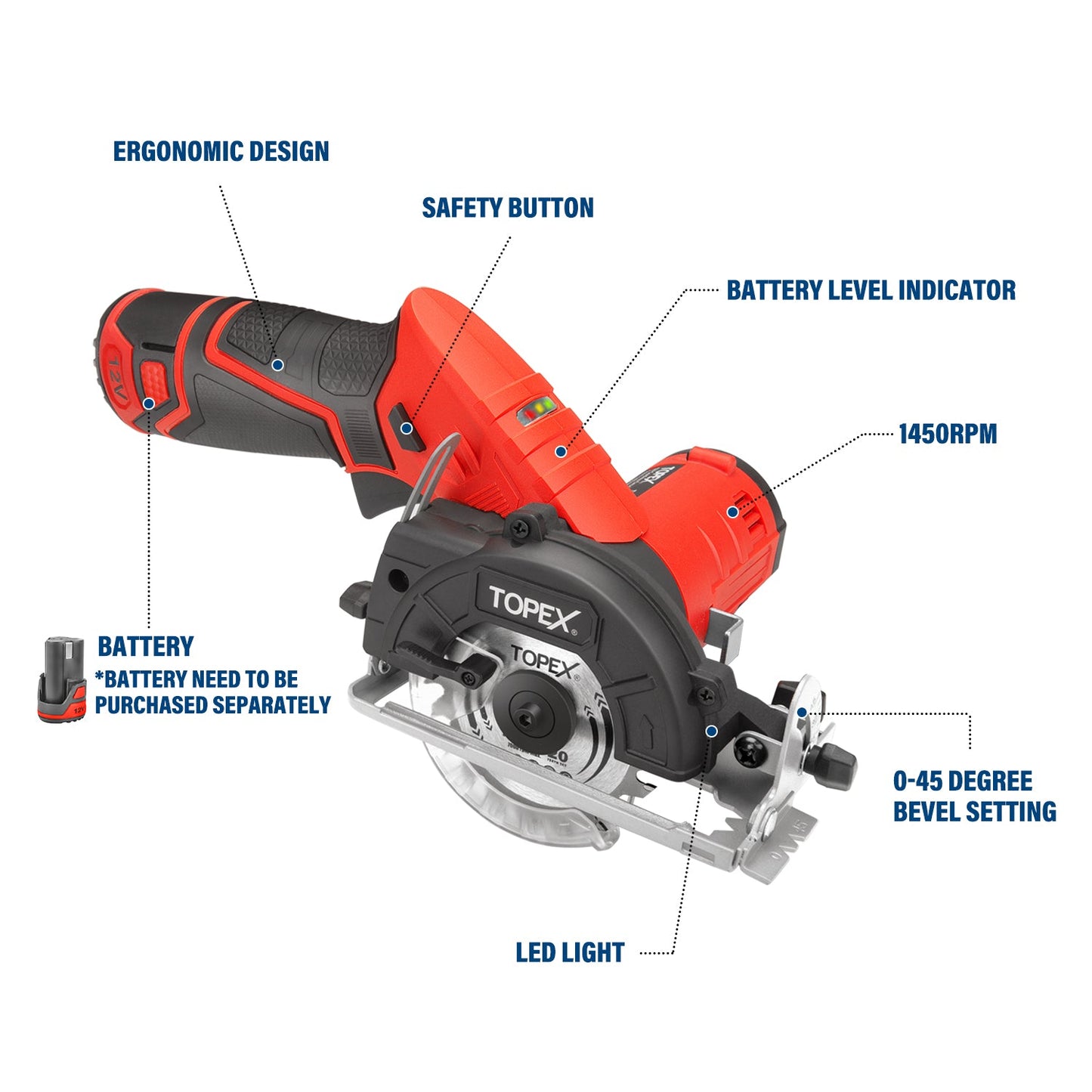 12V Cordless Circular Saw Tool Only