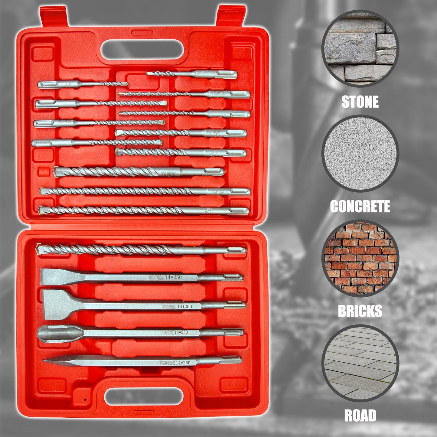 17PCs SDS Plus Drill Bits