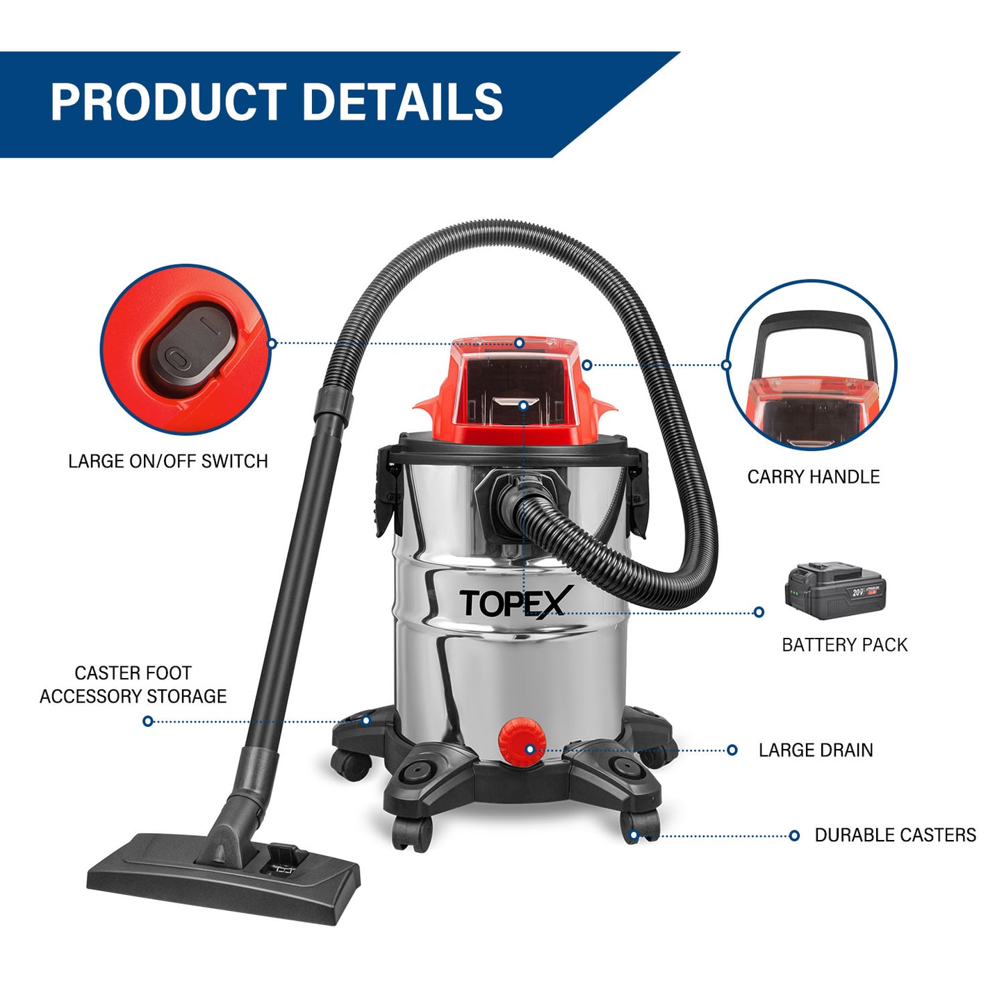 20V 25L Wet & Dry Vacuum Cleaner