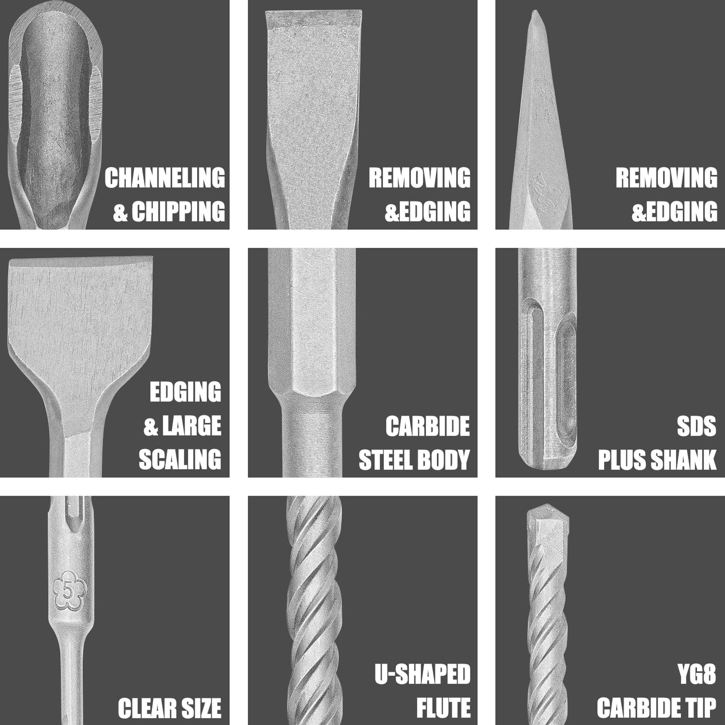 17PCs SDS Plus Drill Bits