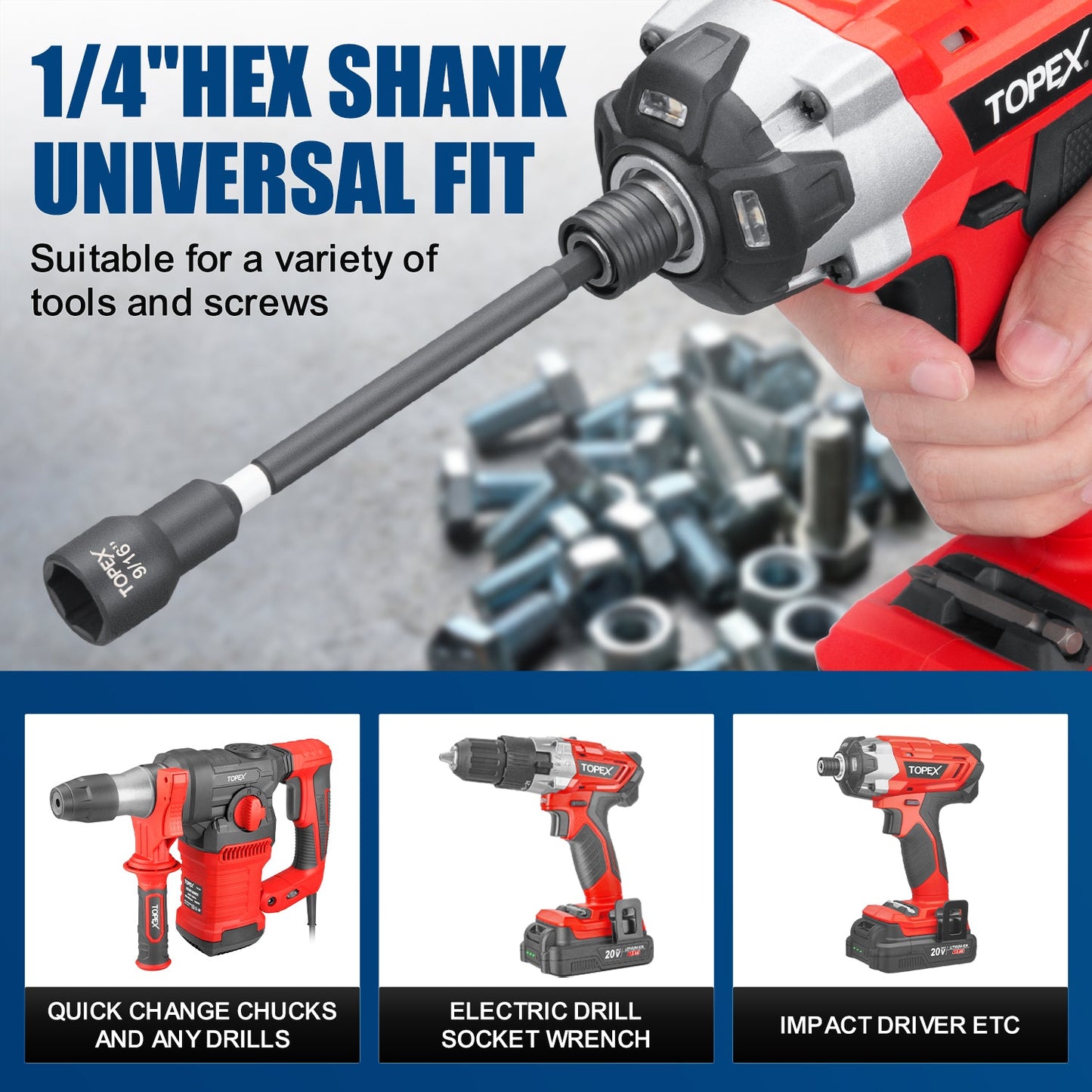 16Pcs Impact Nut Driver Set