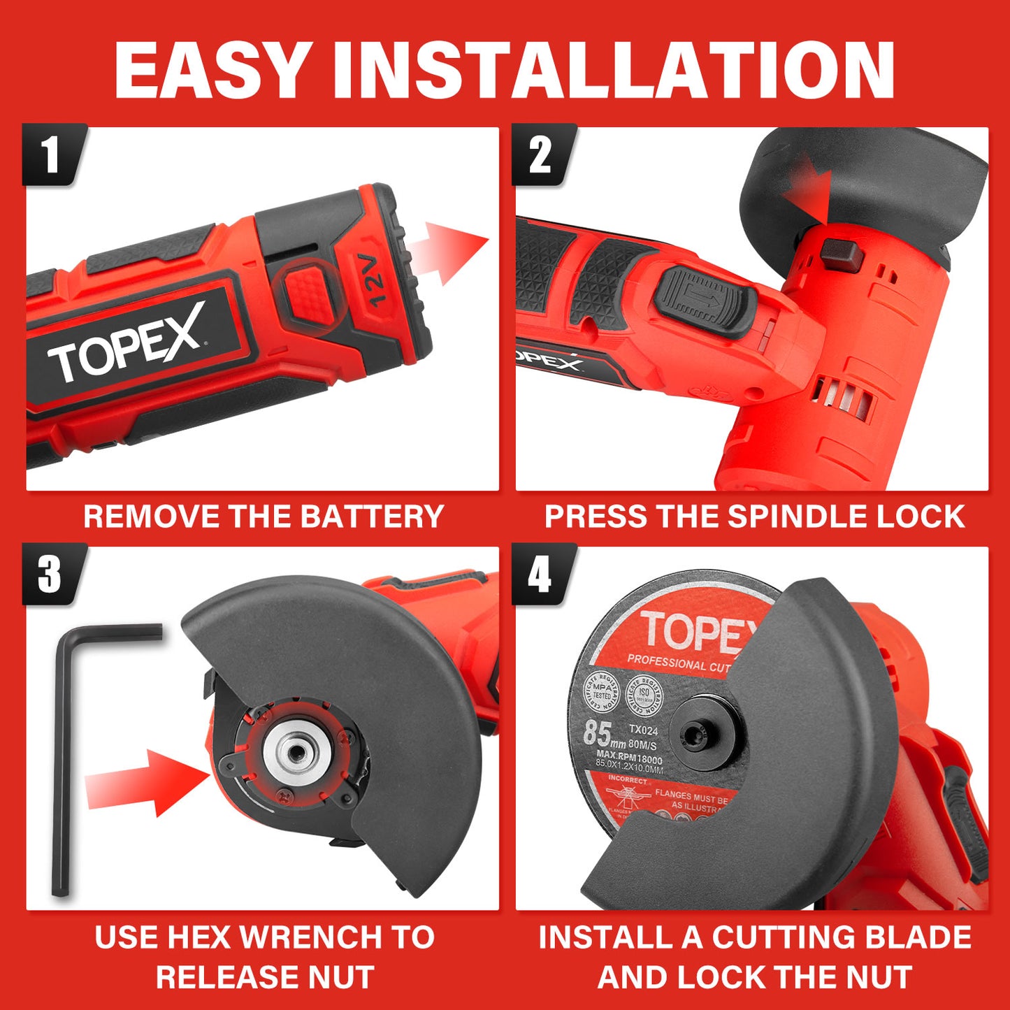 12V Cordless Angle Grinder