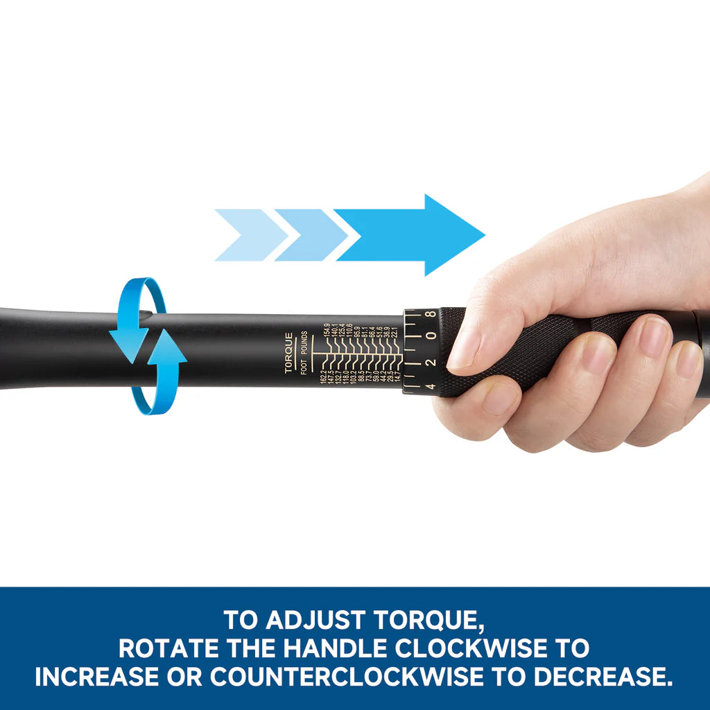 TOPEX 1/2" Torque Wrench, 20-220 Nm / 14.7-162.2 ft-lb, Dual Scale, Heavy Duty for Automotive & Mechanical Use