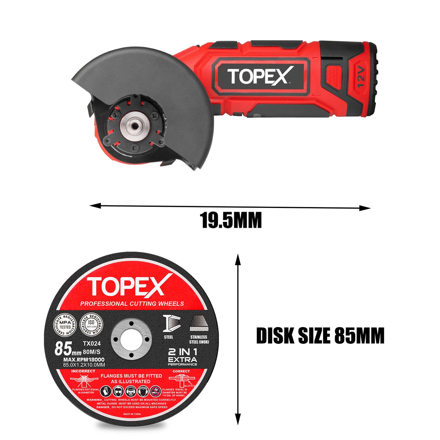 12V Cordless Angle Grinder