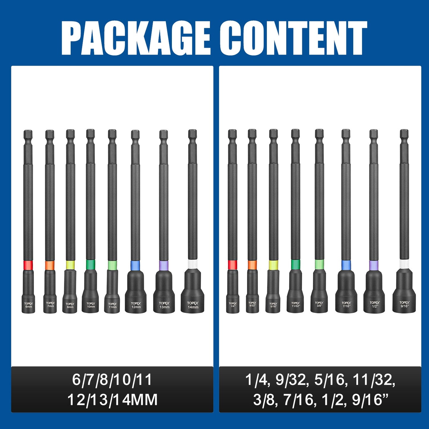 16Pcs Impact Nut Driver Set