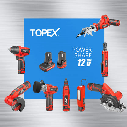 TOPEX 12V Power Tool Twin Kit Cordless Wrenches Impact Wrench with 6 Sockets & 3/8"