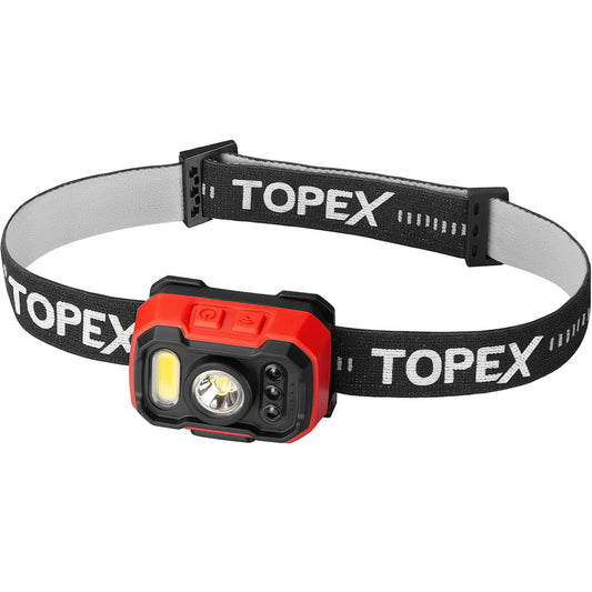 TOPEX Headlamp Rechargeable Head Torch, 1000 Lumens Waterproof LED Headlight with Red Lights, 11 Light Modes, Motion Sensor Control for Camping, Hiking, Outdoor