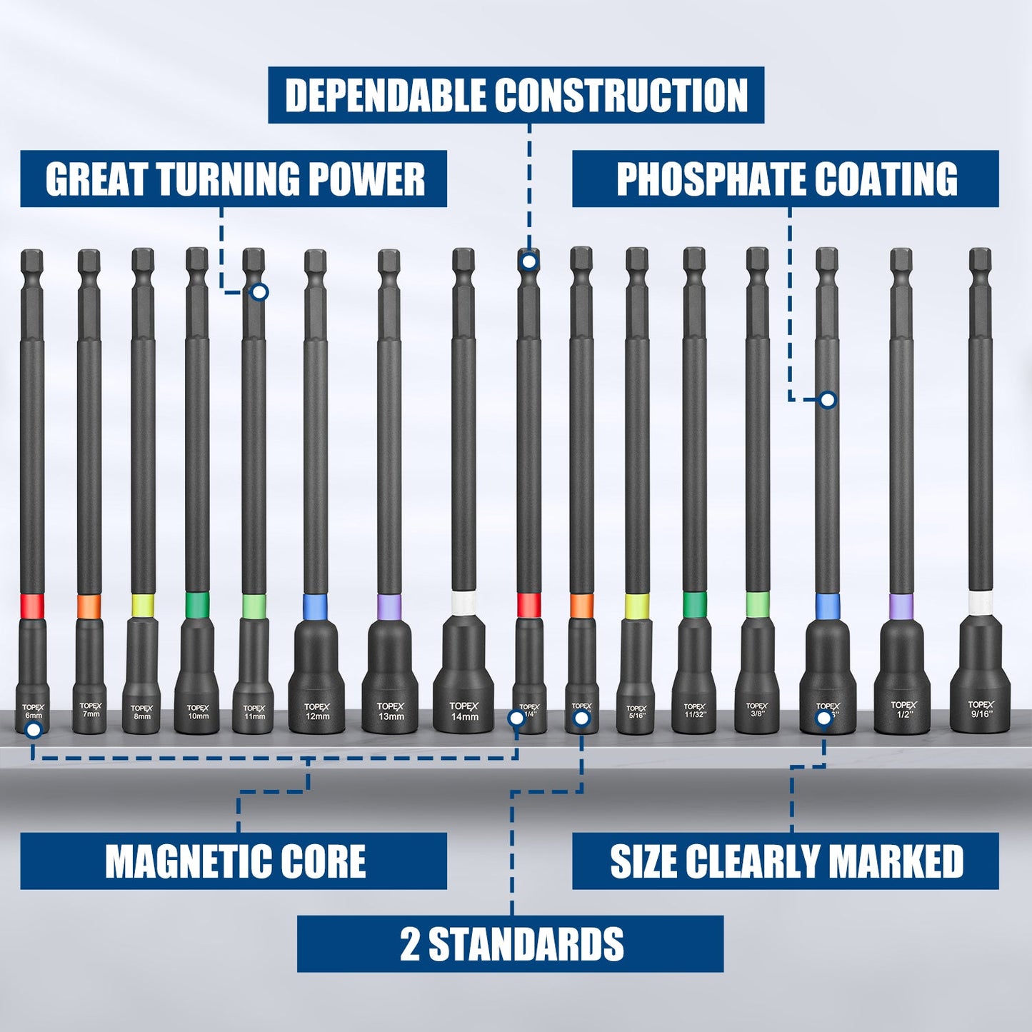 16Pcs Impact Nut Driver Set