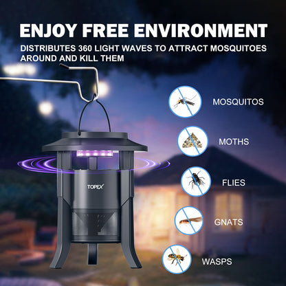 Garden Mosquito Killer Lamp, Indoor Outdoor Insect Repellent Light, USB Rechargeable Bug Zapper