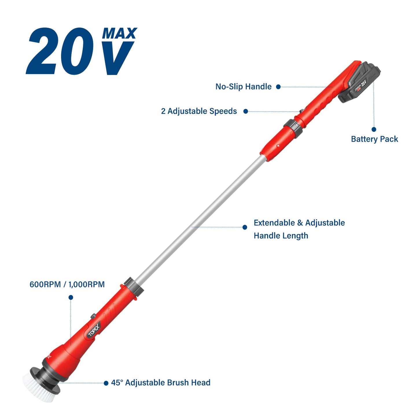 20V Cordless Telescoping Power Scrubber
