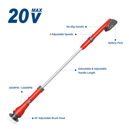 20V Cordless Telescoping Power Scrubber
