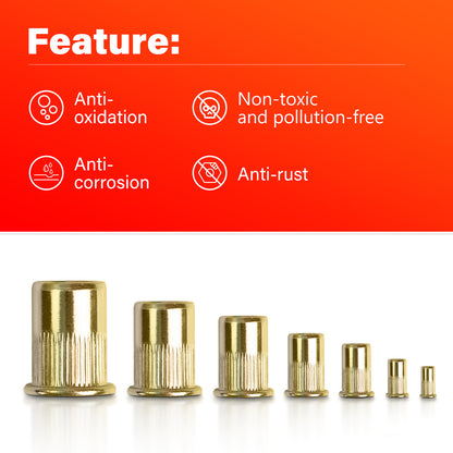 150 PCS Rivet Nut Bolt Steel Rivets Tool Flange Blind Nutserts Flat Zinc