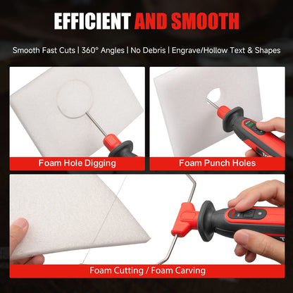 TOPEX 4V 3-IN-1 Cordless Foam Cutter, Hot Knife Engraving Kit, Electric Styrofoam Polystyrene Cutting Tool Set, with LED light for Crafting and Foam Projects