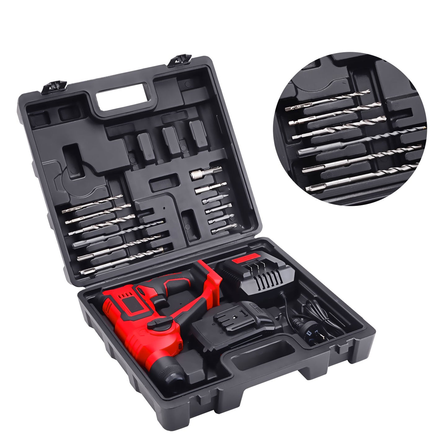 20V Max Cordless Rotary Hammer Drill Kit w/Battery Charger Bits