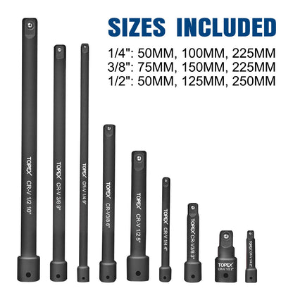 9PCs Extension Bar Set