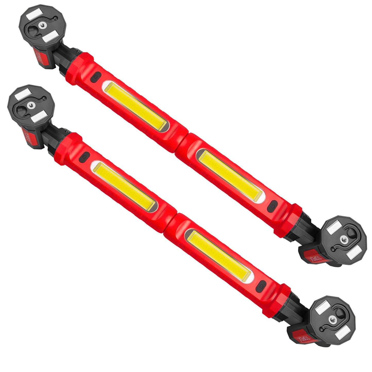 TOPEX 4PCS Rechargeable Work Lights (2 Connectable Bars), 2000 Lumens Magnetic LED Work Light with Hooks, 360° Rotation 3 Modes Light & 1/4" Thread for Car Repair